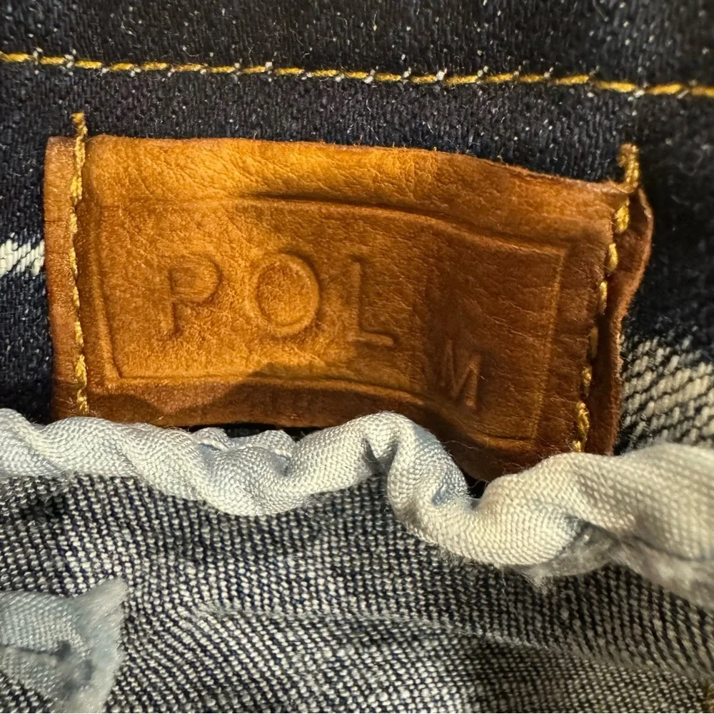 POL Denim Mini Skirt with Zipper Detail‎ and Raw Edge Hems, EUC, Size M